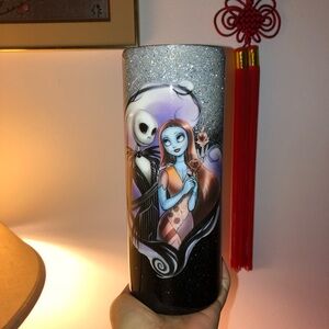 Nightmare Couple Art Tumbler - Blue & Black Decorative Home Art